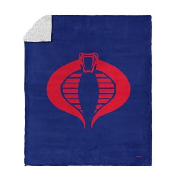 Imagem de G.I. Joe Symbols Cobra Silk Touch Sherpa Manta 127 x 152 cm – Cobertor de lã de desenho animado Hasbro oficial, roupa de cama retrô ultramacia para cama ou sofá