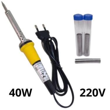 Imagem de Kit Ferro De Solda Soldar Soldador 110v ou 220v 40w ou 60w Com Estanho