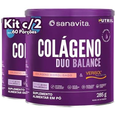Imagem de Kit 2X Colágeno Duo Balance em pó (Verisol e Ácido Hialurônico Hyaluronic + Hidrolisado) Sanavita (Kit 2x Neutro)