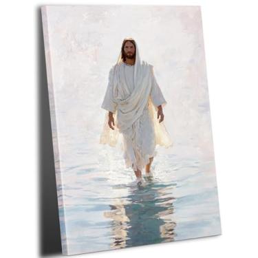 Imagem de Arte de parede Jesus andando sobre a água Deus Cristão Decoração de Parede Imagens Espírito Religioso Fé Pôsteres Impressões para Sala de Estar Quarto Igreja Decorações de Casa 40 x 61 cm