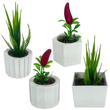 Imagem de Kit 4  Vasos com Folhagem de Pimenta Artificial - Swed