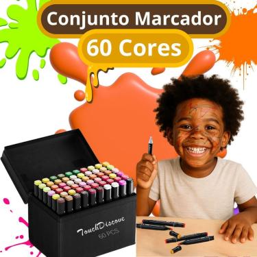 Imagem de Canetas Marcadoras Cabeça Dupla 24/36/48/60/80/120 Cores Oleosas para Desenho, Pintura e Papelaria