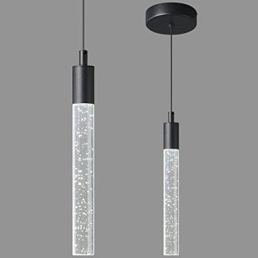 Imagem de zhllmq Luz pendente moderna ilha de cozinha regulável LED preto mini iluminação pingente de cristal quarto mesa de cabeceira pequenas luzes pendentes (pacote com 1)