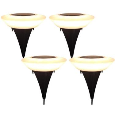 Imagem de Kit 4 Balizador Solar Espeto De Jardim Led Branco Quente - Goldensky