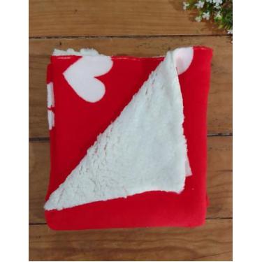 Imagem de Manta Cobertor para Bebê Microfibra com Sherpa CORAÇÃO VERMELHO 1 Peça