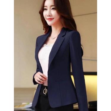 Imagem de Blazer Feminino Slim Fit Chiffon - Manga Comprida, Cor Doce, Botão Úni