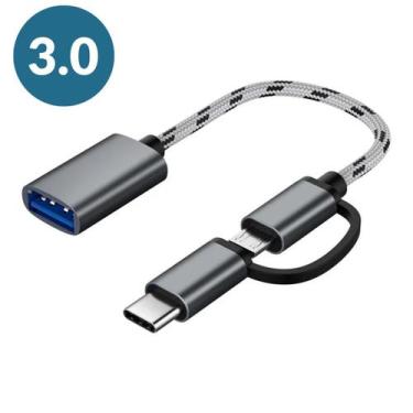 Imagem de Adaptador OTG 2 Em 1 Micro-usb/Tipo-C Para Usb 3.0 Confiável - ATOMO