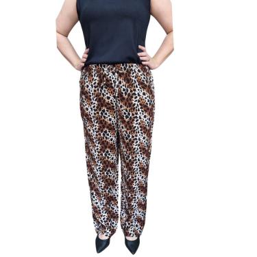 Imagem de Calça Feminina Pantalona Estampada Onça Rodher