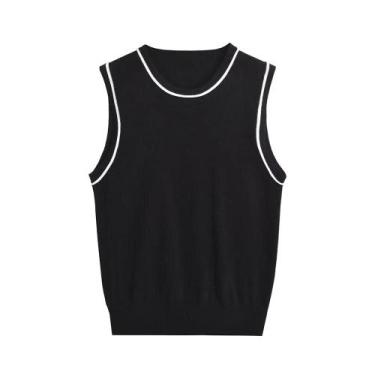 Imagem de Regata Feminina Sem Mangas Com Decote Redondo Moda Estilo Europeu E Am