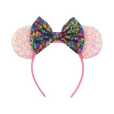 Imagem de Tiara De Orelhas De Rato Com Lantejoulas E Laço Para Meninas Com Pérol