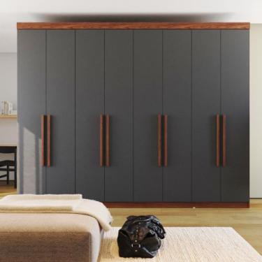 Imagem de Guarda Roupa Casal Grande Rosário 8 Portas 4 Gavetas Cor Jatoba e Graf