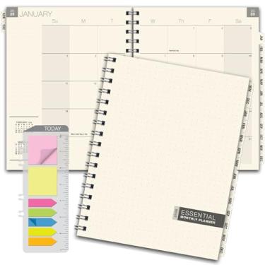 Imagem de Agenda mensal ESSENCIAL 2026 com abas, 21,6 x 28 cm: 14 meses (novembro de 2025 a dezembro de 2026), profissional, simples, design fácil de usar e capa de poliéster fosco para proteção extra (quebrada