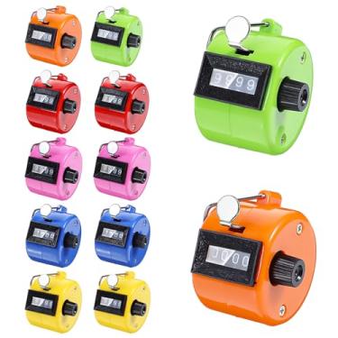 Imagem de 12 peças de contador de contagem portátil digital, contador de clique manual de 4 dígitos, registro mecânico de metal para treinamento, tricô, pessoas, golfe e fileira, clickers portáteis