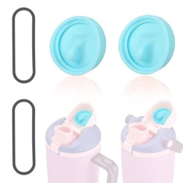 Imagem de Conjunto de Tampas e Vedantes de Silicone Antivazamento, 2 Tampas e 2 Vedantes para Owala FreeSip Sway 30oz 40oz Acessórios Confiáveis Garrafa Esportiva(Azul)