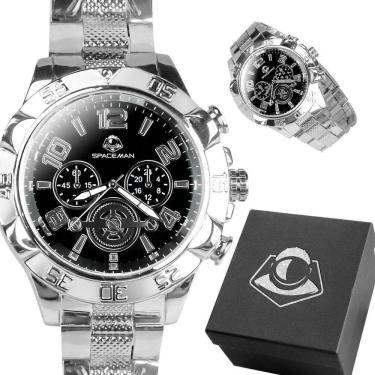 Imagem de Relogio Masculino Aço Inoxidável Prova Dagua Prata + Caixa Casual Social Resistente Pesado autêntico