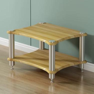 Imagem de Rack de áudio, suporte de mídia de 1/2/3/4 camadas, moldura de metal + madeira, suporte de TV aberto para áudio/vídeo, gabinete estéreo de mídia de CD, para casa/escritório/teatro