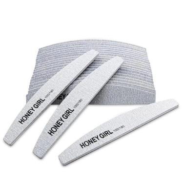 Imagem de 75 Lixas Bananão Escrito Preto Honey Girl Unha Gel 100/180