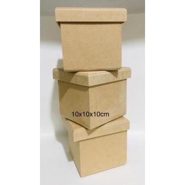 Imagem de Caixas de tampa de sapato 10x10x10 kit com 10 unidade - MDF DE 3MM, 2k