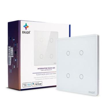 Imagem de Ekaza Interruptor Inteligente WiFi 4x4 vidro 2.5d 4 botão Touch Alexa 