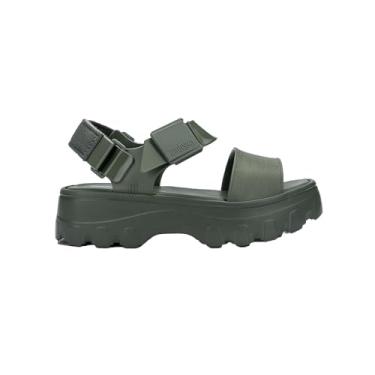 Imagem de Melissa Sandália feminina Kick Off Platform – Sandália plataforma vegana grossa super macia e flexível com alças ajustáveis e design de bico aberto, Verde, 37
