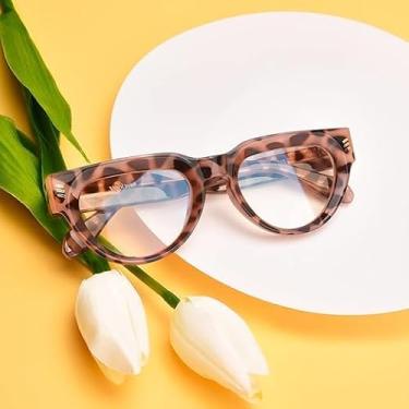 Imagem de Óculos modernos de bloqueio de luz azul médio com antirreflexo para mulheres com computador, Tartaruga