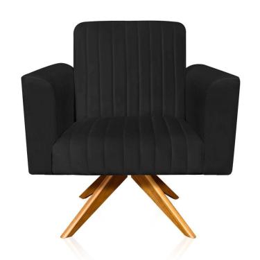 Imagem de Poltrona Giratória Viena Gomada Base Madeira Ma30 Cor Preto