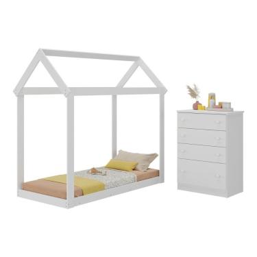 Imagem de Quarto Infantil Com Cama Montessoriana/colchão/cômoda Flex João E Maria Multimóveis Mx4274 Branco