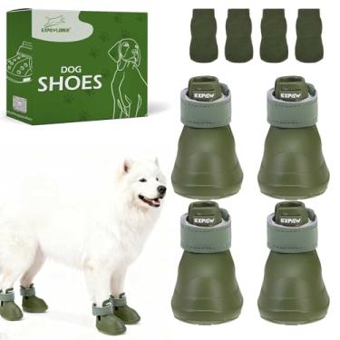 Imagem de EXPAWLORER Sapatos para cães pequenos, médios e grandes, botas de neve antiderrapantes impermeáveis para o inverno com meias, botas para animais de estimação e protetores de patas fáceis de calçar e
