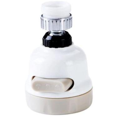 Imagem de Adaptador de Torneira Giratório 360° com 3 Jatos, Material ABS e Aço Inoxidável, Branco, Economizador de Água com Filtro, 9 x 6 x 5,5 cm