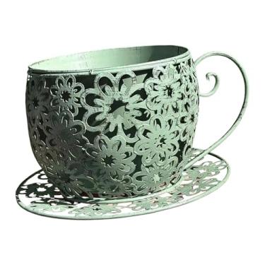 Imagem de Bothyi Vaso de jardim em ferro, vaso de flores colecionável, ornamento para sala de estar, de flores para presente, para quintal, armário, gramado, Verde