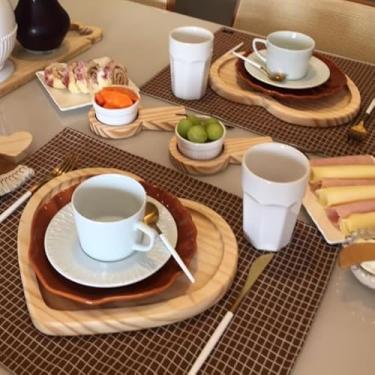 Imagem de Petisqueira Tábua de Coração Grande Frios Fondue Madeira Pinus Mesa Posta Presente