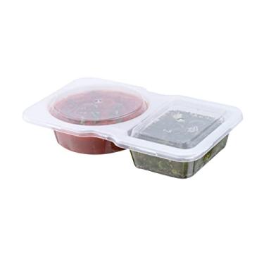 Imagem de Recipientes para lanche Futura de 140 ml, 500 recipientes para molho para micro-ondas – 2 compartimentos, tampa articulada, copos de plástico transparente, para condimentos ou molhos – Restaurante