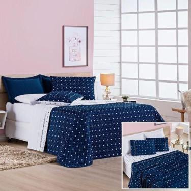 Imagem de Cobre Leito + Jogo De Cama 200 Fios Petit Poá Queen 07 Peças 100% Poli