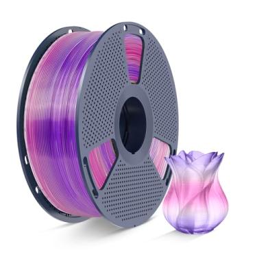 Imagem de SUNLU Filamento PLA arco-íris transparente 1,75 mm, filamento 3D gradiente multicolorido, filamento de impressão 3D perfeitamente enrolado, precisão dimensional +/-0,02 mm, carretel de 1 kg (1 kg