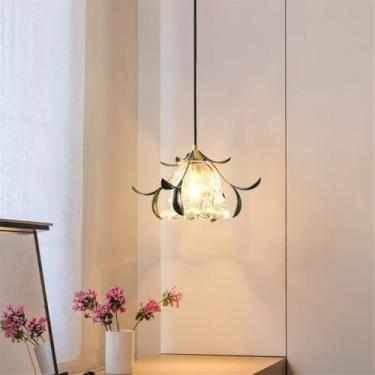 Imagem de Lustre Americano Pastoral com Criatividade Francesa e Flores para Sala de Estar, Sala de Jantar, Quarto, Escritório, Casa de Campo ou Escada - Luminária Pendente LED (G 1 Lâmpada)