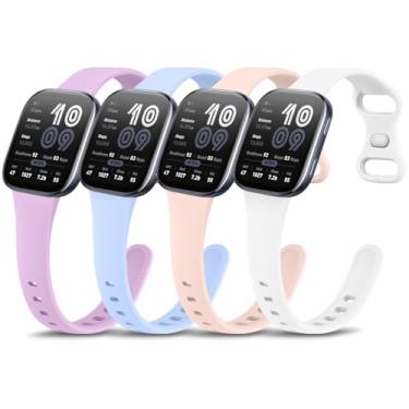 Imagem de Pacote com 4 pulseiras finas de silicone para Amazfit Bip 6/Bip 5/GTR 4/GTR 3/3 Pro/GTR 2/2e/GTR de 47 mm/Balance Watch pulseira feminina e masculina, pulseira ajustável de silicone esportiva de 22 mm