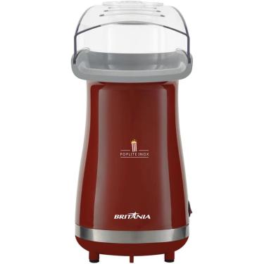 Imagem de Pipoqueira Elétrica Britânia Poplite Inox Vermelha Sem Óleo Tampa Dosadora 110v