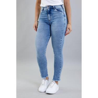Imagem de Calça Jeans Skinny Feminina Cintura Alta Barra Desfiada-Feminino