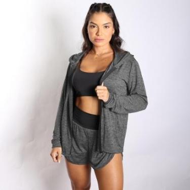 Imagem de Conjunto Casaquinho Short Duplo e Top Fitness Dry Treino-Feminino
