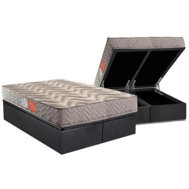 Imagem de Cama Box Baú Queen: Colchão Espuma D45 Paropas Pasquale Gray + Base Crc Suede Gray (158x198)