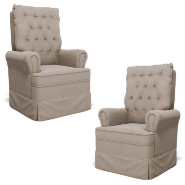 Imagem de Kit 02 Poltronas De Amamentação E Descanso Com Balanço Laís G05 Veludo Bege - Mpozenato