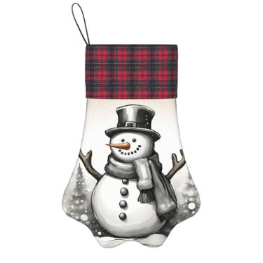 Imagem de SKKNT Natal boneco de neve 1 impressão meias de Natal animais de estimação decoração de natal cães gatos árvore decoração doce presente conveniente