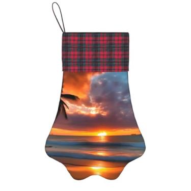 Imagem de Pôr do sol praia meias de Natal animais de estimação decoração de natal cães gatos árvore decoração doce presente conveniente