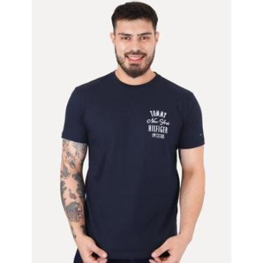 Imagem de Camiseta Tommy Hilfiger Masculina Inverse Climate Tee Logo Azul Marinho-Masculino