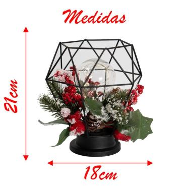 Imagem de Decoração Lamparina Natal Enfeite Iluminado Natalino 21cm