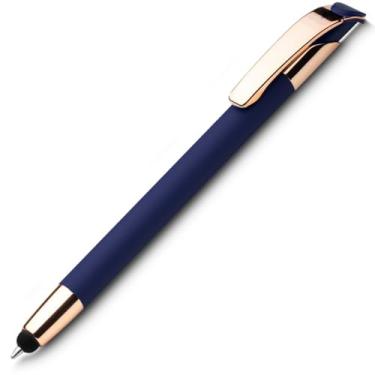 Imagem de Caneta Esferográfica em Metal com Escrita Azul, Detalhe Dourado Rosé, Ponta Touch, Refil Parker, Retrátil, (azul)