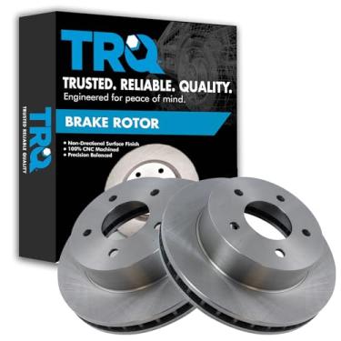 Imagem de TRQ Conjunto de pares de rotores de freio a disco dianteiro para Chevy Astro 1990-2002 / GMC Safari 1990-2002/modelos com AWD e rotores de 295 mm de diâmetro apenas