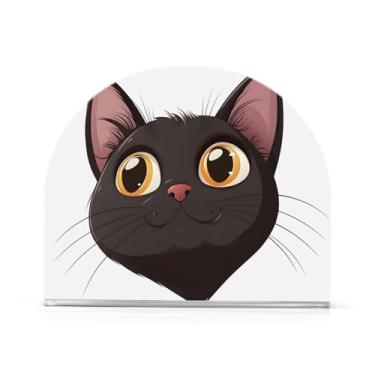 Imagem de Porta-guardanapos pretos Big Eyed Cat para mesa, 1 pacote, suporte de guardanapo ao ar livre, porta-guardanapos com peso