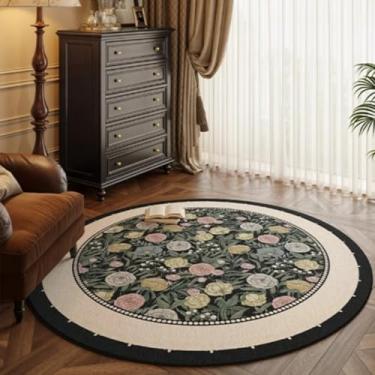 Imagem de Tapete redondo para quarto, cabeceira, vestiário, penteadeira, cadeira, tapete de chão, decoração para casa, sala de estar (diâmetro 120 cm/GU4256-QT)