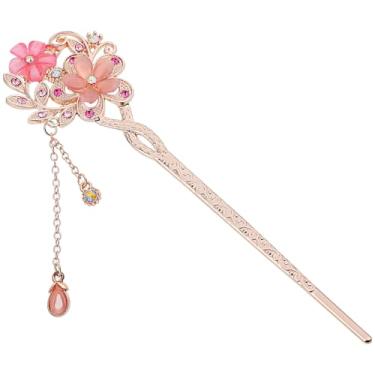 Imagem de Lurrose Palitos de Cabelo Chineses: Palitos de Cabelo Com Flores - de Vintage para Mulheres (rosa)